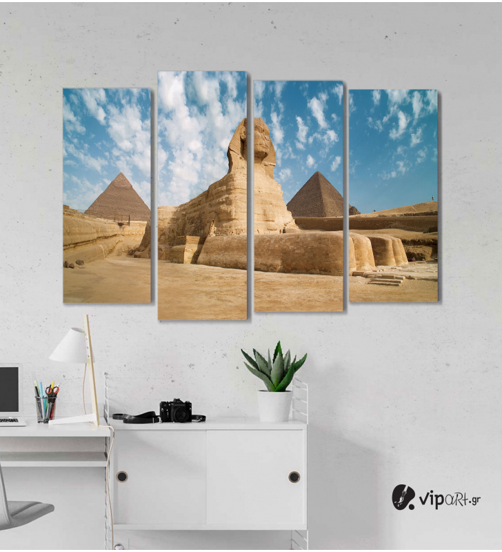 Πίνακας Καμβάς Τετράπτυχος  Σφίγγα της Γκίζας - Αίγυπτος