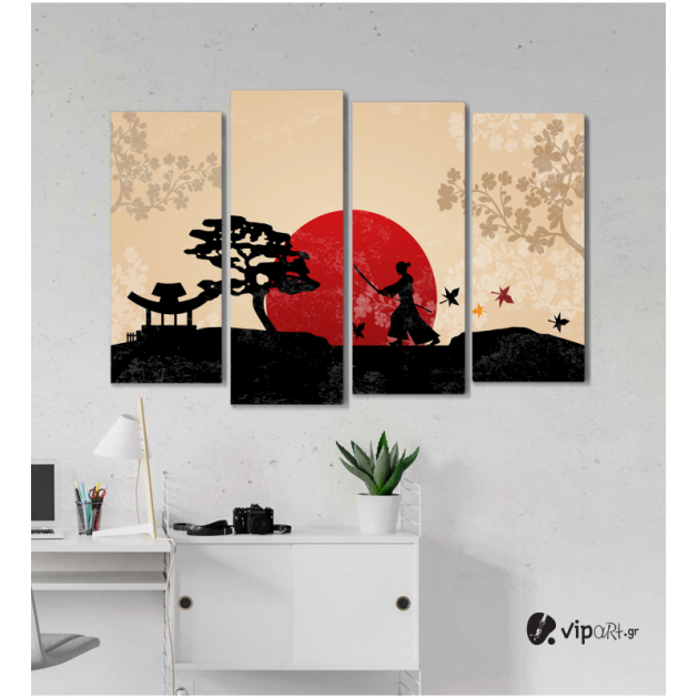 Πίνακας Καμβάς Τετράπτυχος Ηλιοβασίλεμα Ιαπωνία