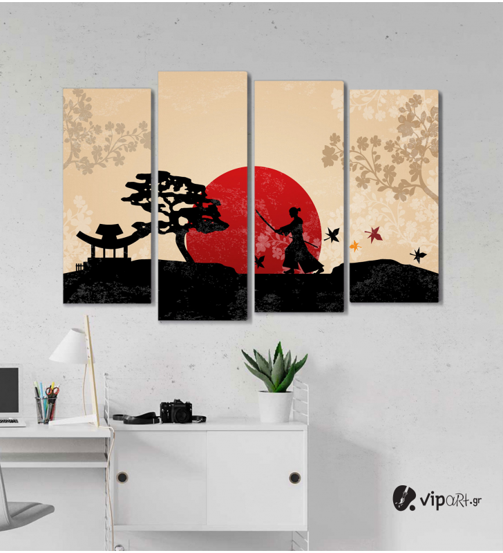 Πίνακας Καμβάς Τετράπτυχος Ηλιοβασίλεμα Ιαπωνία