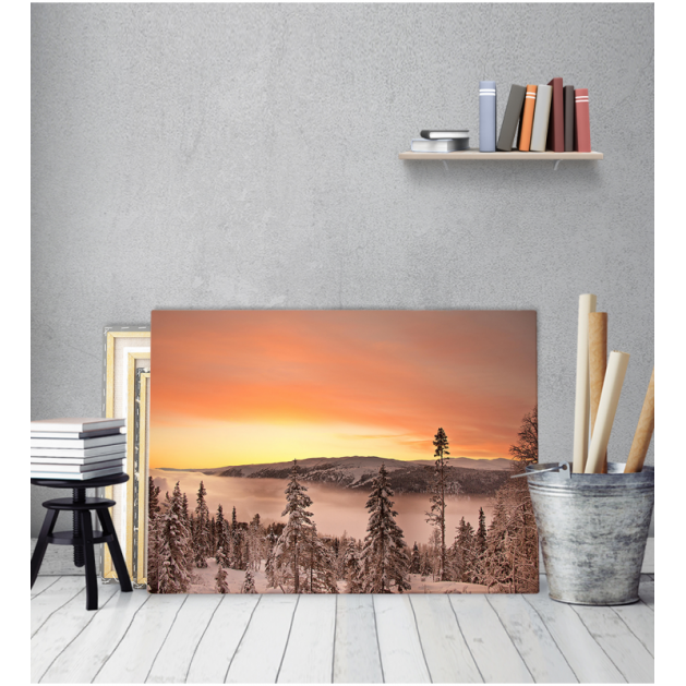 Πίνακας Καμβάς Ηλιοβασίλεμα Βουνό Χιόνι