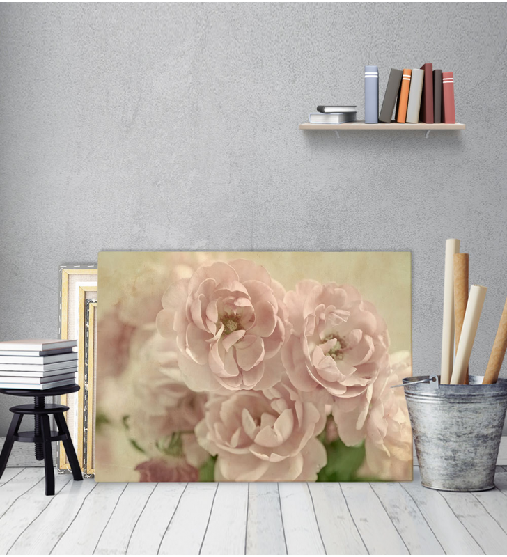 Πίνακας Καμβάς Vintage Ροζ Λουλούδια