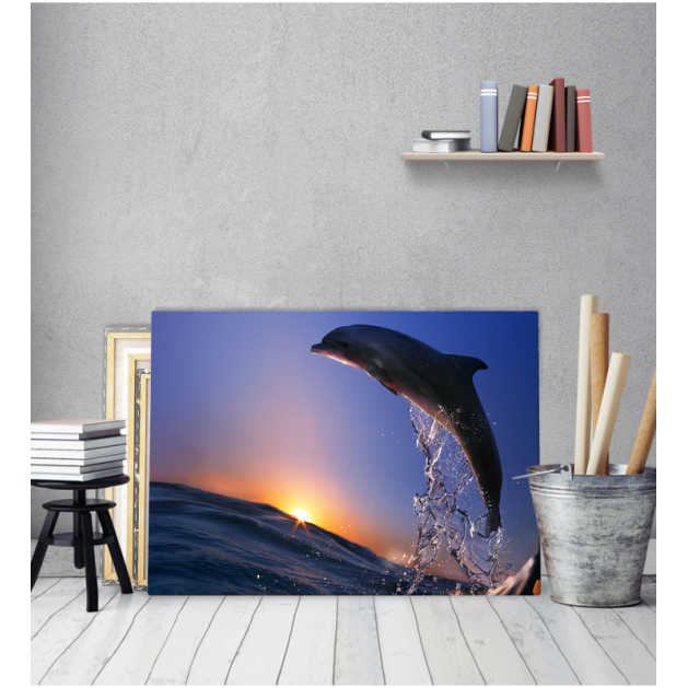 Πίνακας Καμβάς Δελφίνι Ηλιοβασίλεμα
