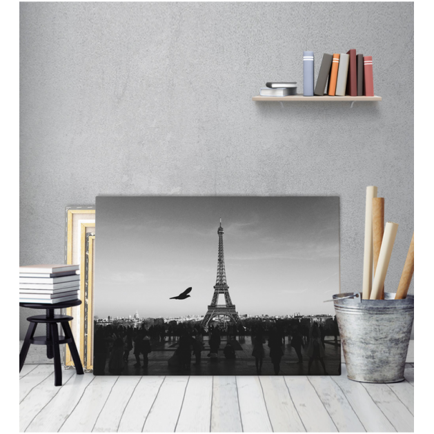 Πίνακας Καμβάς Παρίσι Ασπρό - Μαύρο