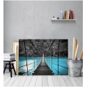 Πίνακας καμβάς Γέφυρα Λίμνη Άσπρο Μαύρο Μπλε