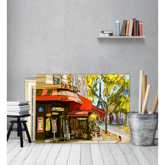 Πίνακας Καμβάς με εκτύπωση Καφέ στο Παρίσι