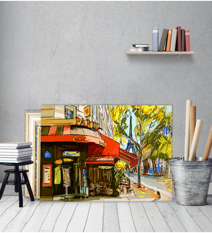 Πίνακας Καμβάς με εκτύπωση Καφέ στο Παρίσι