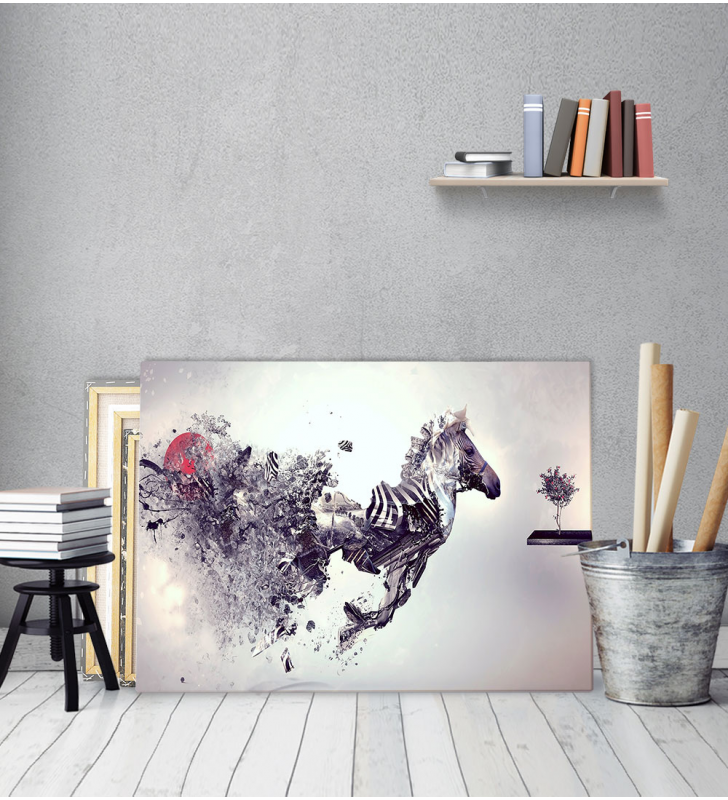 Μοντέρνος Πίνακας Καμβάς για σαλόνι Άλογο Θρυμματισμός