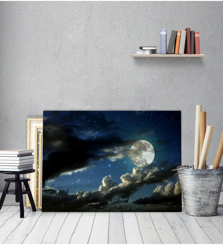 Πίνακας Καμβάς Φεγγάρι Συννεφιά