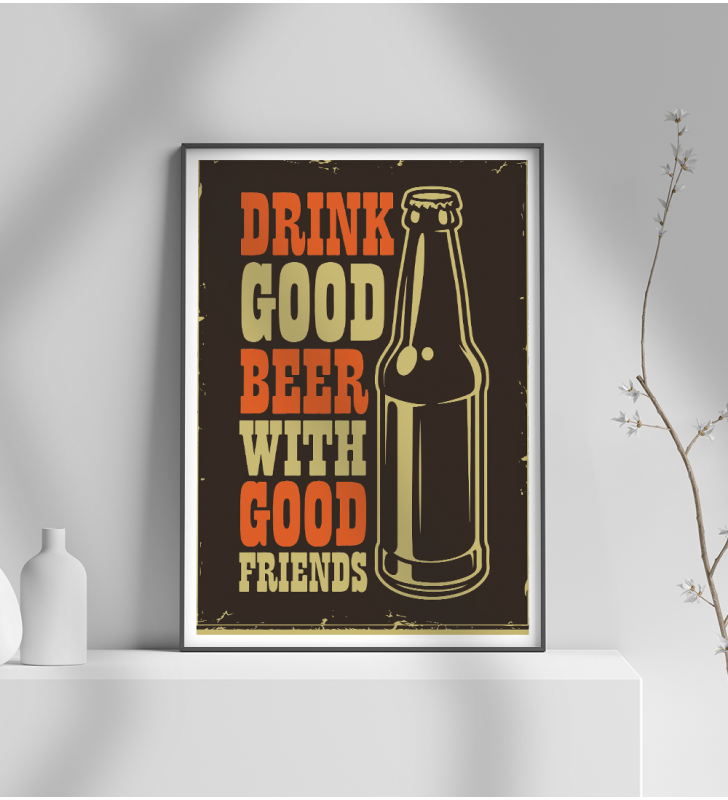 Εκτύπωση σε Αφίσα φωτογραφικό Χαρτί Retro Drink Good Beer With Good Friends