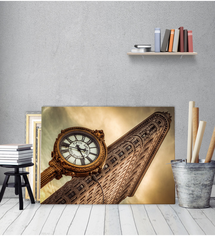 Πίνακας Καμβάς vintage ρολόι- Brown Watch New York City Manhattan