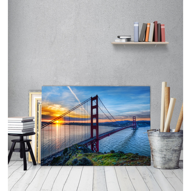 Πίνακας Καμβάς Sunset Blue Θάλασσα γέφυρα