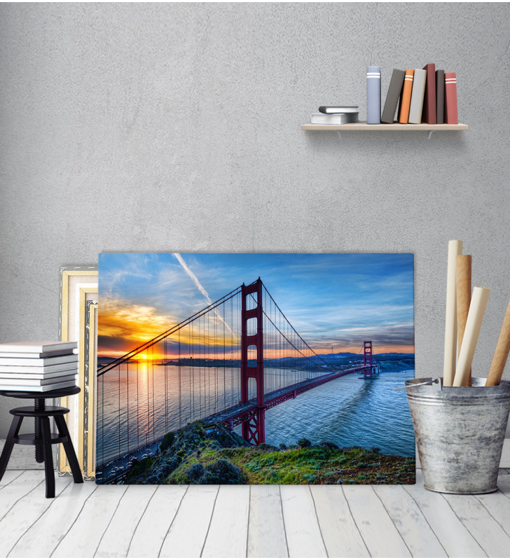 Πίνακας Καμβάς Sunset Blue Θάλασσα γέφυρα