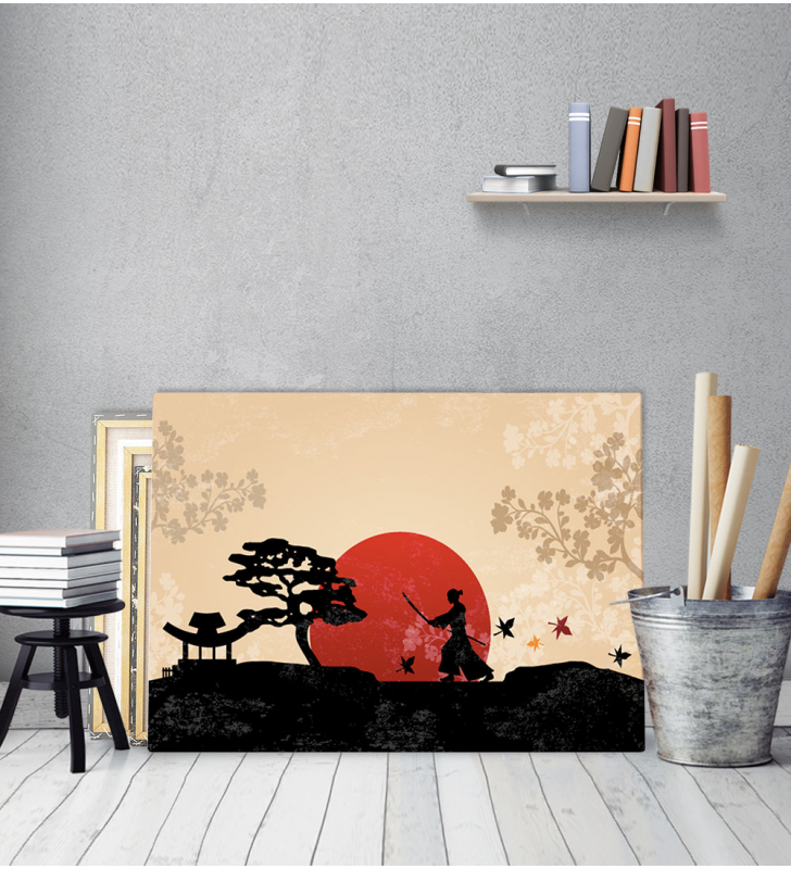 Πίνακας Καμβάς Japanese Ninja Sunset