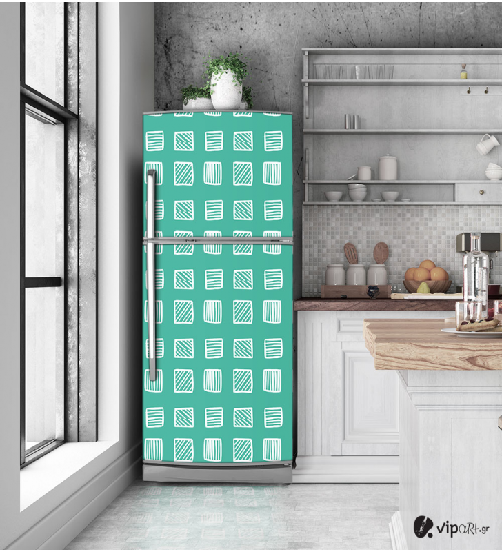 Αυτοκόλλητο Ψυγείου με εκτύπωση " Retro Style Geometric Squares "