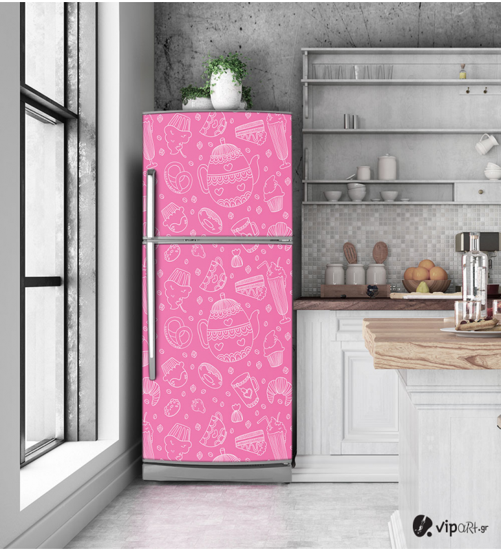 Αυτοκόλλητο Ψυγείου με εκτύπωση  Ροζ σκίτσο - "Pink Sketch"