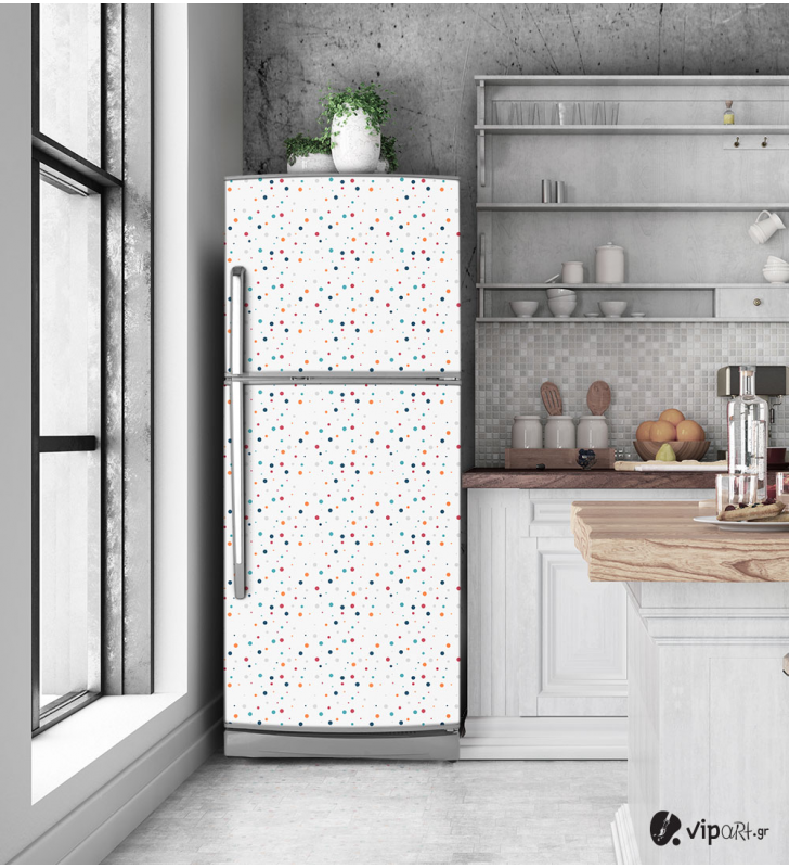 Αυτοκόλλητο Ψυγείου με εκτύπωση Πολύχρωμες κουκίδες -  "Colorful Dots"