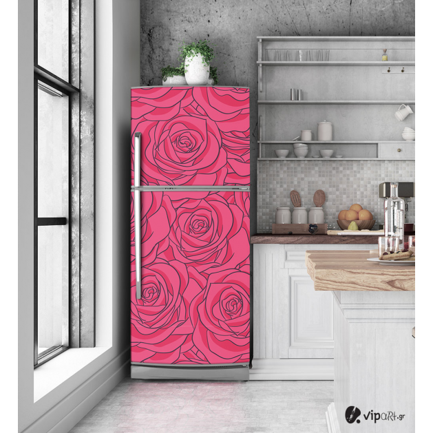 Αυτοκόλλητο Ψυγείου με εκτύπωση ρόζ "Rose Pattern"