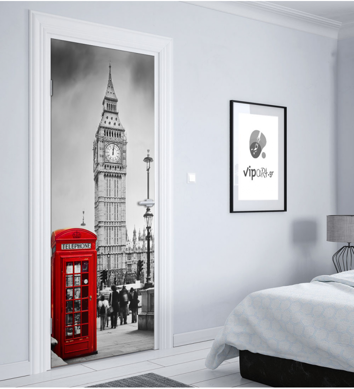 Αυτοκόλλητο Πόρτας με εκτύπωση  "London Black&White Red"