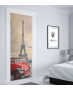Αυτοκόλλητο Πόρτας με εκτύπωηση  "Παρίσι Κόκκινο Αμάξι"
