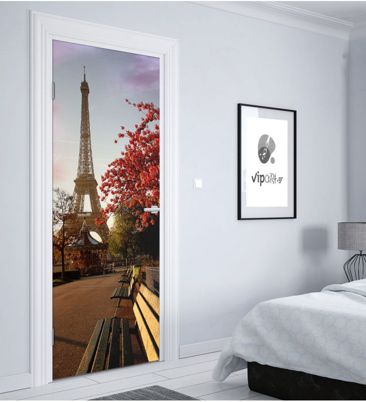 Αυτοκόλλητο Πόρτας με εκτύπωση  "Παγκάκια Παρίσι"
