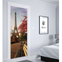 Αυτοκόλλητο Πόρτας με εκτύπωση  "Παγκάκια Παρίσι"