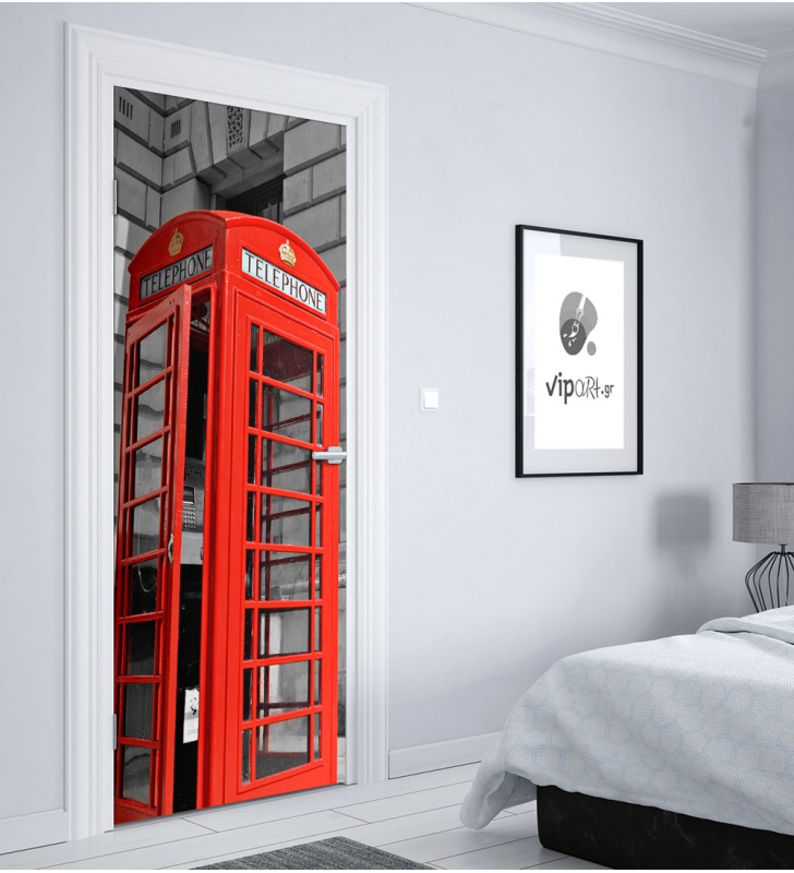 Αυτοκόλλητο Πόρτας με εκτύπωση  Τηλεφωνικός θάλαμος λονδίνο " London Telephone "