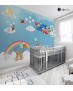 Αυτοκόλλητη Ταπετσαρία Τοίχου για Παιδικό Δωμάτιο για Αγόρι Μπλέ Ζώα Ουράνιο Τόξο Ουρανός