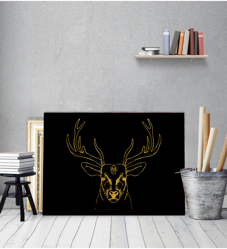Πίνακας σε Καμβά Gold art deer