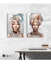 Σύνθεση με πίνακες Καμβάδες : Portrait African Women - 2 Τεμάχια 70x 50