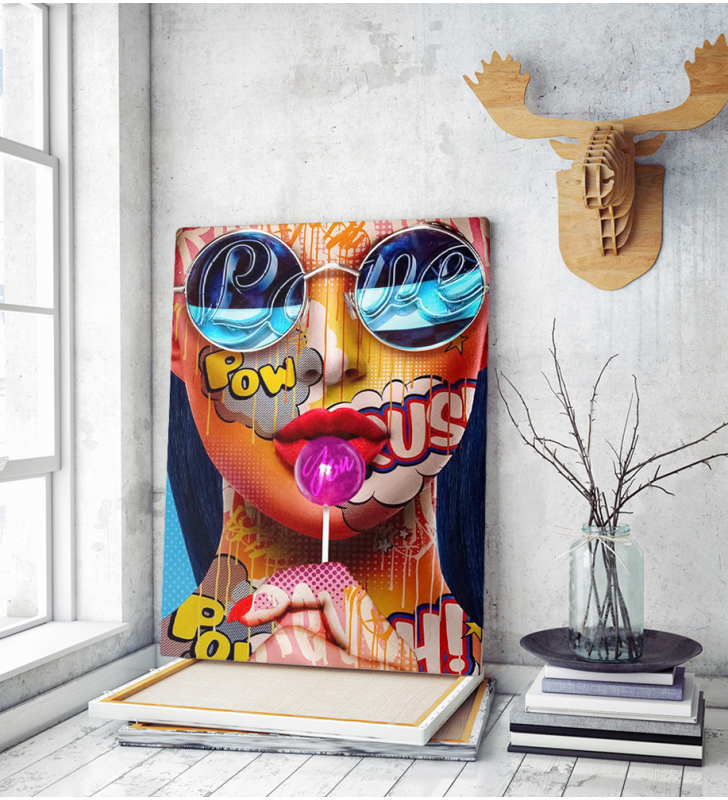 Πίνακας σε Καμβά : Colourful woman portrait with sunglasses