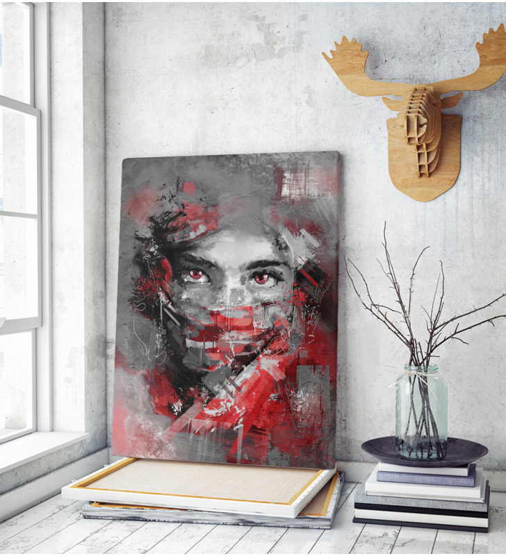 Πίνακας σε Καμβά : mystery portrait painting woman red eyes