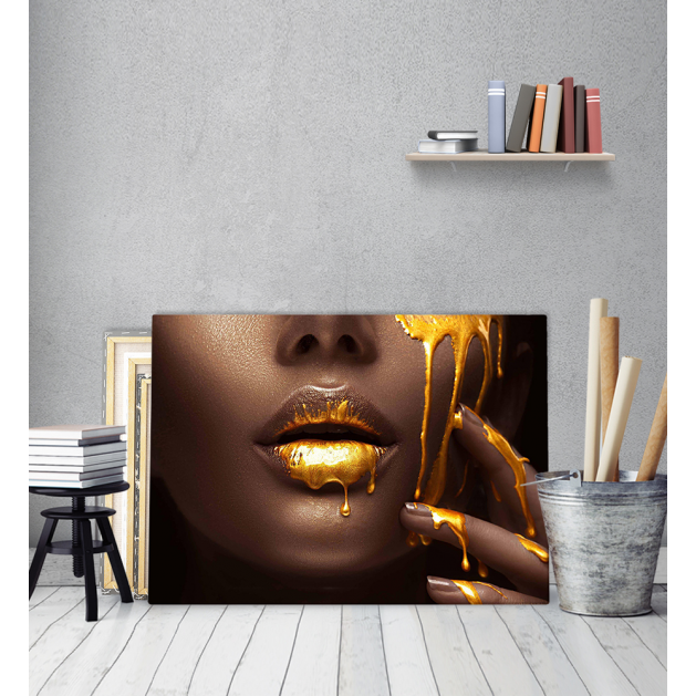 Πίνακας σε Καμβά : woman gold makeup
