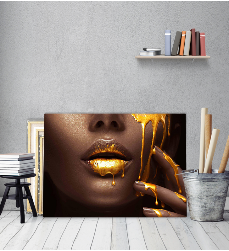 Πίνακας σε Καμβά : woman gold makeup
