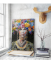 Πίνακας σε Καμβά : woman portrait painting with colorful hair flowers