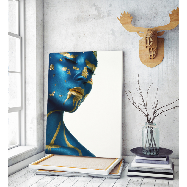 Πίνακας σε Καμβά : woman makeup blue and gold