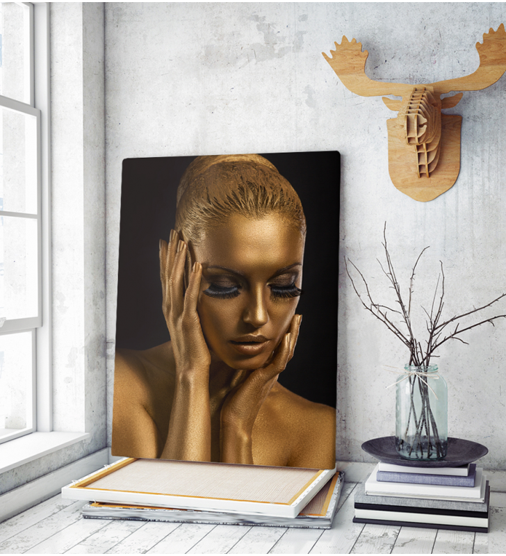 Πίνακας σε Καμβά : Gold woman portrait