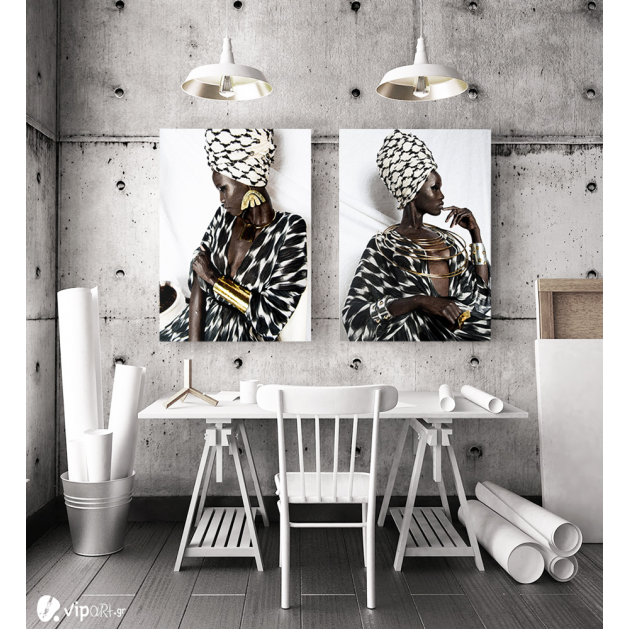 Σύνθεση με πίνακες Καμβάδες : African Women Fashion - 2 Τεμάχια 70x50