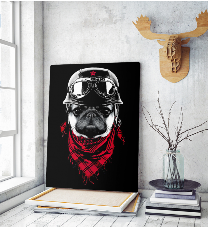 Πίνακας σε Καμβά : Dog Adventure Red Scarf