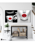 Σύνθεση Με Πίνακες Καμβάδες 60x60 - 2 Τεμάχια - Beauty Red Lips portrait