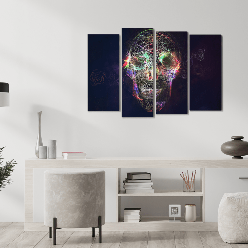 Πίνακας Καμβάς Τετράπτυχος abstract skull