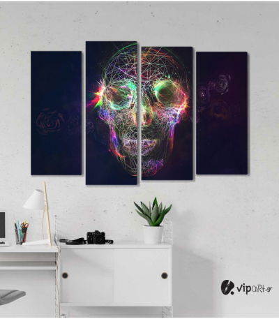 Πίνακας Καμβάς Τετράπτυχος abstract skull