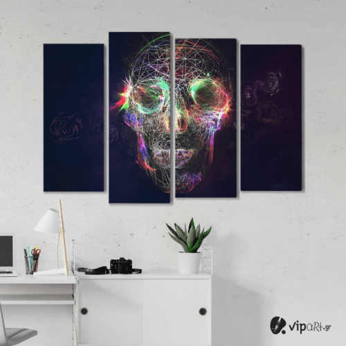 Πίνακας Καμβάς Τετράπτυχος abstract skull