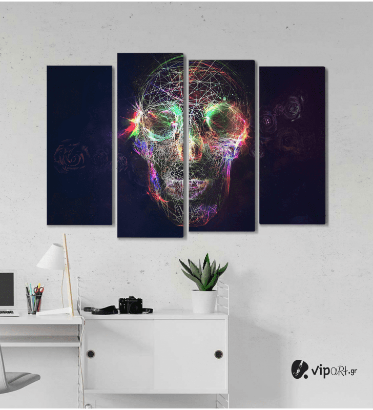 Πίνακας Καμβάς Τετράπτυχος abstract skull