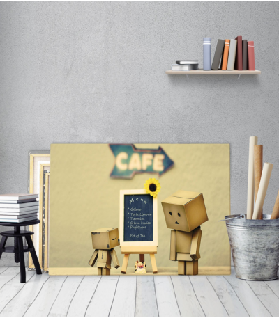 Πίνακας καμβάς χάρτινο sad robot menu