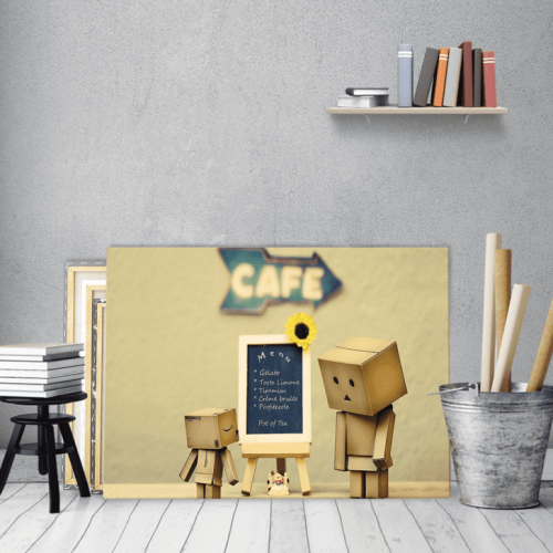 Πίνακας καμβάς χάρτινο sad robot menu