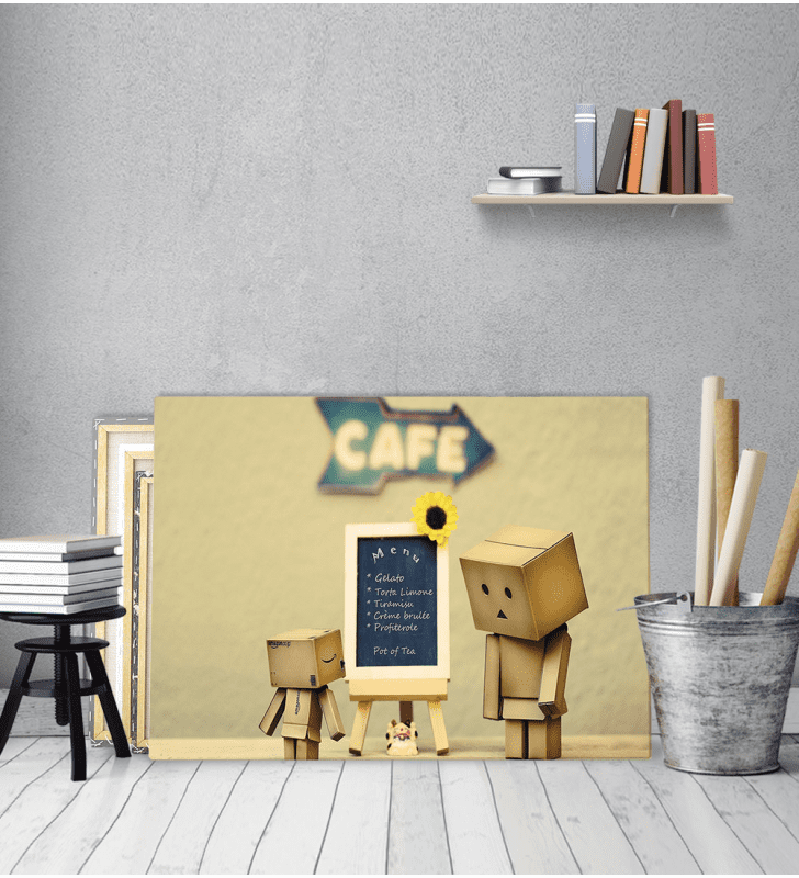 Πίνακας καμβάς χάρτινο sad robot menu