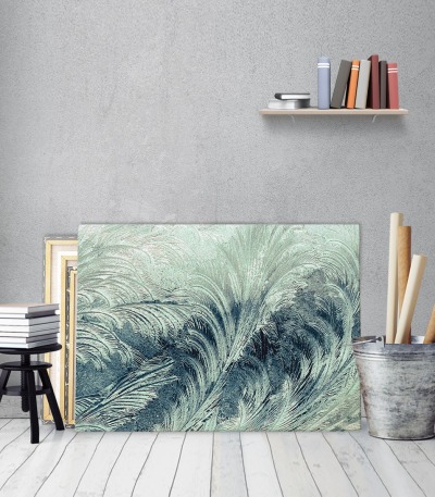 Μοντέρνος Πίνακας Καμβάς για σαλόνι Leaf Feather