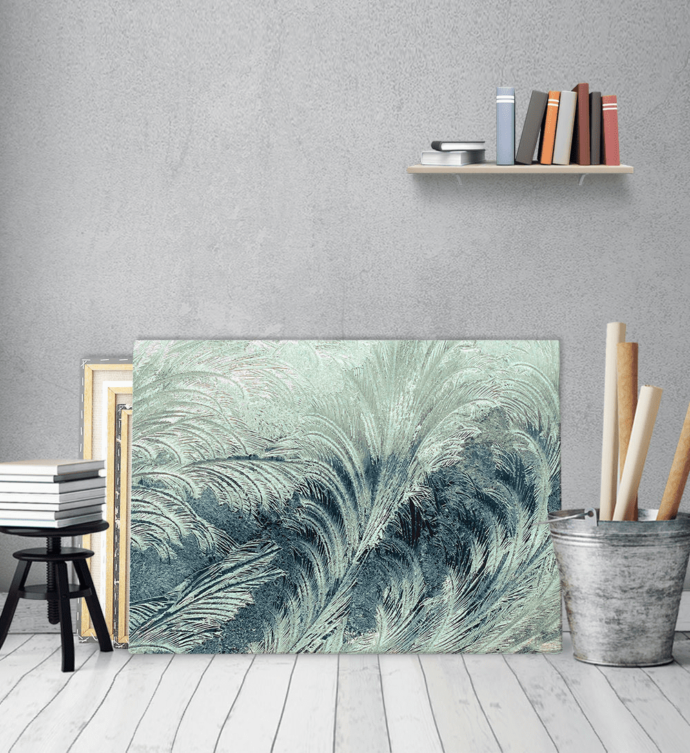Μοντέρνος Πίνακας Καμβάς για σαλόνι Leaf Feather