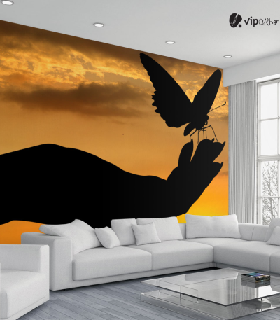 Ταπετσαρία Τοίχου Woman hand & Butterfly