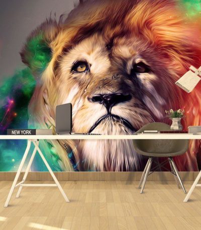 Ταπετσαρία Τοίχου Psychedelic Πολύχρωμο Λιοντάρι